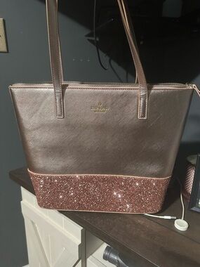 kate spade Rose Gold Glitter-Trim Tote